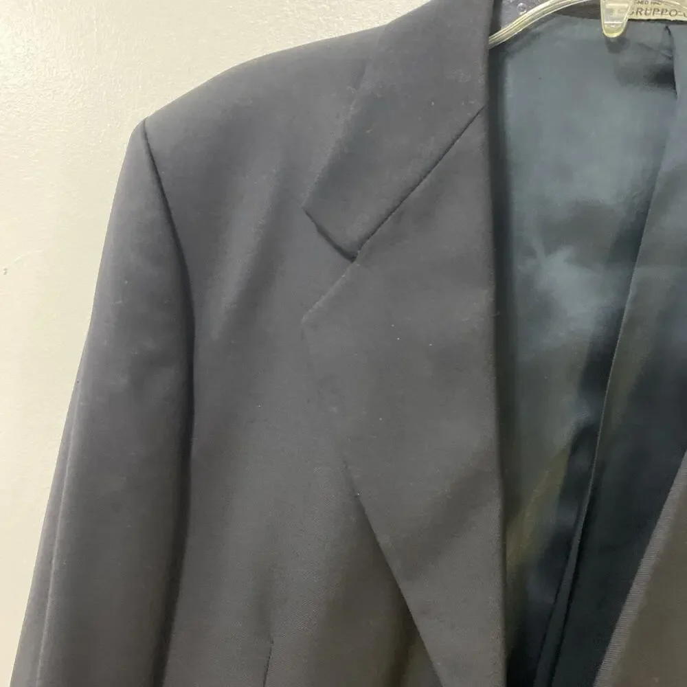 Louis Feraud Mens Suit Jacket Blazer 42 R Black Coat 100% Wool Made in Mex